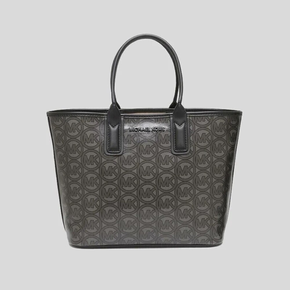 Brand New Michael Kors Jodie Small Logo Jacquard Tote Bag Black MSRP $348